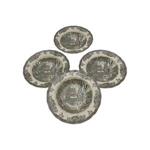 Johnson Brothers Friendly Village Soup Salad Bowls 8.75" Set / 4 Brown England